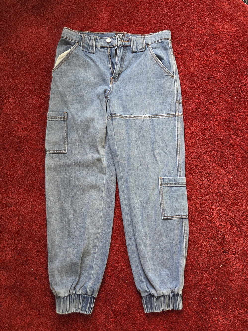 Light Wash Denim Cargo Joggers
